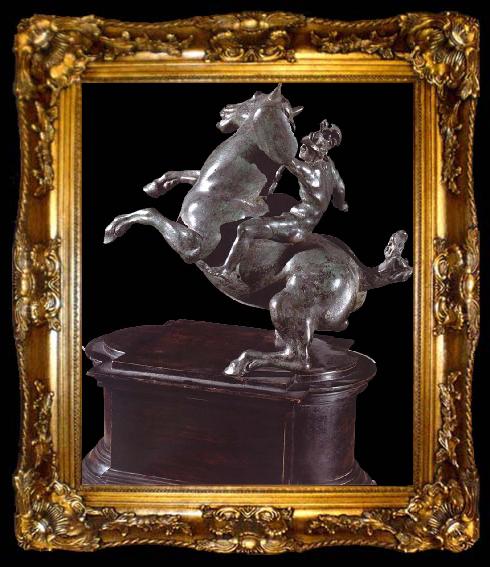 framed  unknow artist Horseman on a horse after Leonardo there Vince, ta009-2